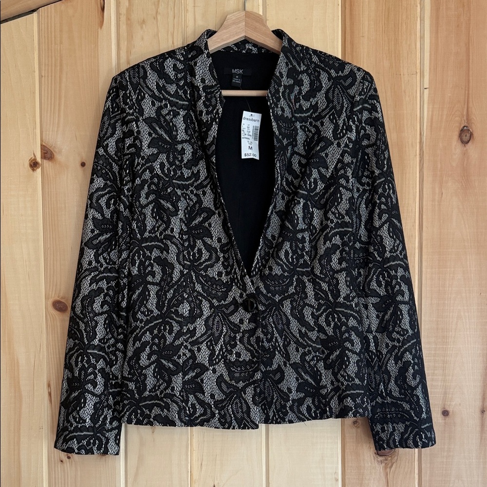 MSK NWT Black Lace Single Button Front Blazer Jacket  |Size Medium|